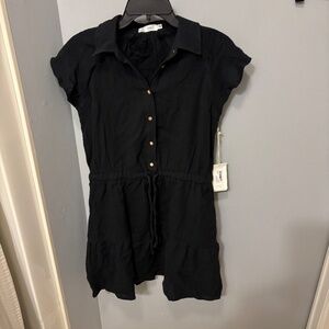 CARVE black linen dress ruffle boho NWT Alex Gauze dress $98 100% organic cotton